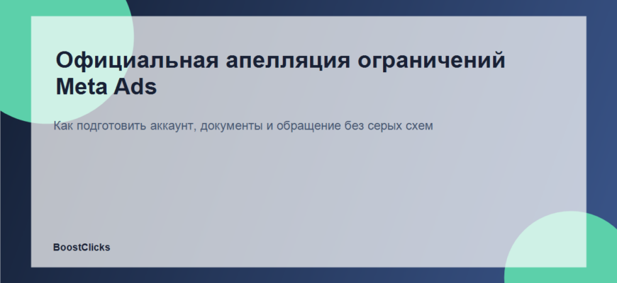 Официальная апелляция ограничений Meta Ads: пошаговый план